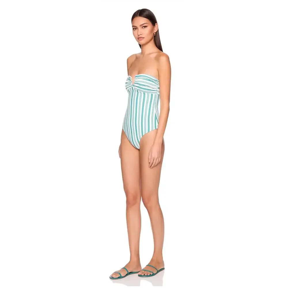 NWOT! Susana Monaco Swim Stripe V Wire One Piece - Size Small (MSRP 158)